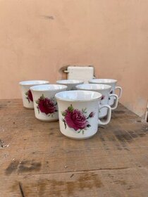 6ks šálku s motivem růže,Thun T14,Vera,Czechoslovakia