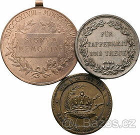soubor starožitných medailí 3 ks