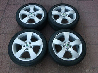 Letní sada alu disky kola - originál Škoda 5x112 7Jx17 ET54 - 1