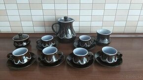 Keramická sada hrníčků s konvičkou a cukřenkou
