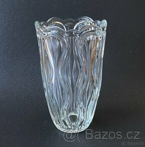 Velká retro váza 26 cm, lisované sklo, Libochovice