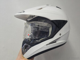 Enduro přilba s plexi a kšiltem Airoh bílá velikost M