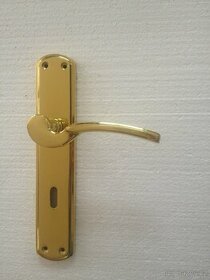 Dveřní klika / kování, zlatá lesk, rozteč 72mm /22ks - 1