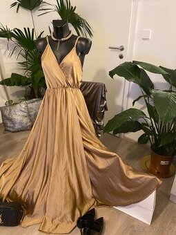 Mango dlouhe saty maxi bezove nude plesove 38