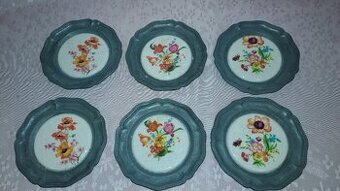 Cínové retro talířky značka Anděl 6 kusů