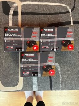 3× PARKSIDE 20V 4Ah Smart Battery – nové, nerozbalené