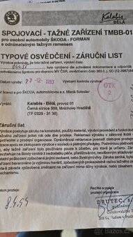 Tažné zařízení Škoda Forman