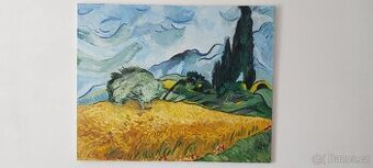 Reprodukce obrazu Wheat field with cypresses, Gogh