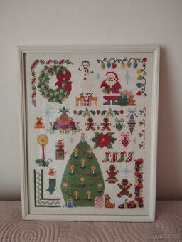 Vánoční ručně vyšívaný obraz