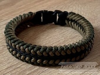 Paracord náramek (19 cm) oliv - bronze - black