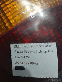 Škoda favorit PickUp kryty zadních světel