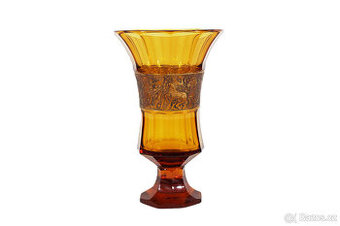 art deco váza Moser s oroplastikou