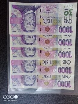 1000 Kč 5 ks. výroční série s přítiskem