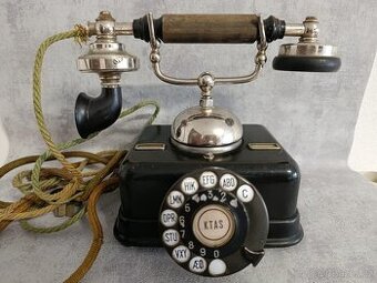 Starožitný dánský kovový telefon KTAS D08, orig, do sbírky