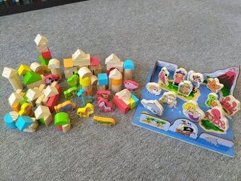 Dřevěné dětské kostky + 3D Puzzle Piráti