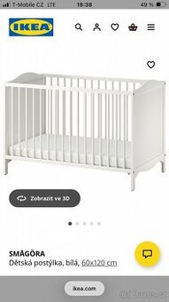 Dětská bílá postýlka z Ikey s matrací