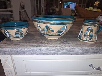 Keramika zlacená souprava, krásná,  nepoužitá