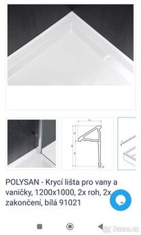 Krycí lišta vany, vaničky 1200x1000