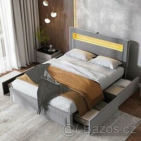 Nová manželská postel 140x200 LED postel - 1