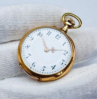 14K ZLATÉ ART DECO KAPESNÍ HODINKY - JEPTIŠKY - FUNKČNÍ
