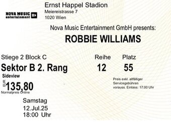 Robbie Williams Vídeň 12.7.2025