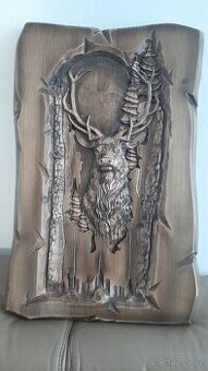 Drevený obraz Poľovnicke motivy" V-69,š-32,hr.'4cm