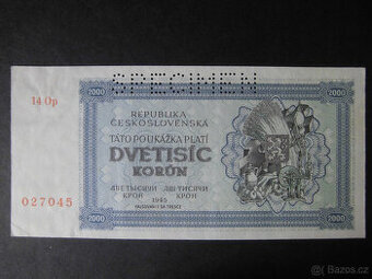 Poukázka 2000 Korun 1945