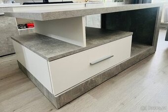 Konferenční stolek IGUAN - beton/bíla