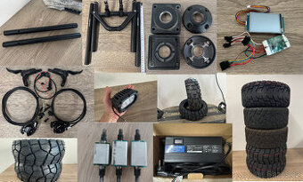 Díly na elektrokoloběžku (rychlonabíječka, řídítka, pneu...)