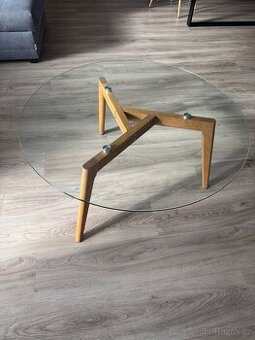 KONFERENČNÍ STOLEK, dub, sklo, 90/90/45 cm