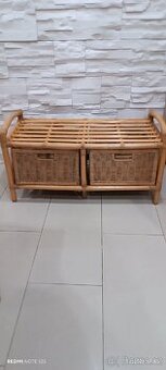 Ratanová taburetka double se zásuvkami medová