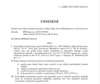 PRODEJ POHLEDÁVKY DT-COM