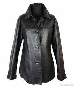 Kožený měkký dámský černý kabátek vel. XL