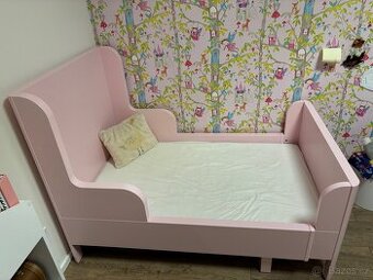 IKEA BUSUNGE Detska Rostouci postel - růžová 80x130 - 200cm