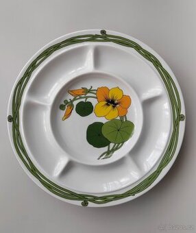 Servírovací kulatá porcelánová delena miska Thomas "Květiny - 1