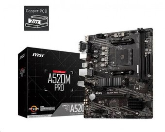 MSI MB Sc AM4 A520M PRO, AMD A520, VGA, 2xDDR4,mATX - chybí