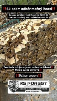 Štípané palivové dřevo tvrdé,měkké