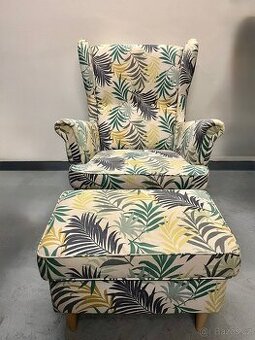 křeslo ušák IKEA Strandmon s podnožkou