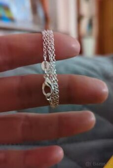 Nový dámský stříbrný náhrdelník 925 délka 45 cm s očky tenký