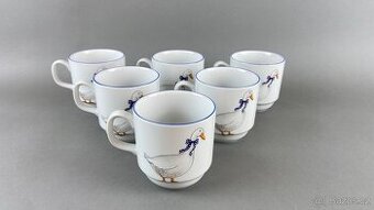 Hrnky husy 6ks s modrou linkou, Moritz Zdekauer