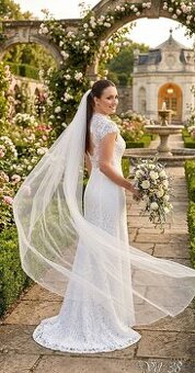 LUXUSNÍ KRAJKOVÉ SVATEBNÍ ŠATY+ polo.závoj vel.38