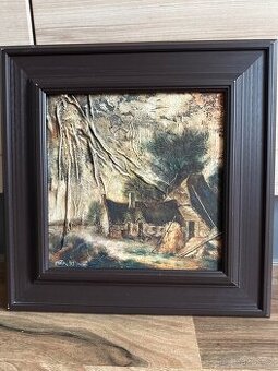 Jan Míka obraz Statek olej, textil