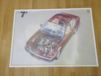 BMW E32 - velký obraz - plakát