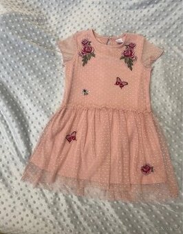 Lindex Krásné Šaty růžové s růžemi 110/116