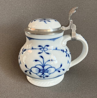 Porcelánový půllitr Slaměnka, cínové víko, Tettau