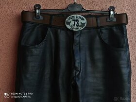 kalhoty Brixton black kožené velikost 52 - 1