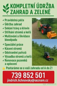 Údržba zeleně - Kácení, Mulčování, Renovace, Štěpkování