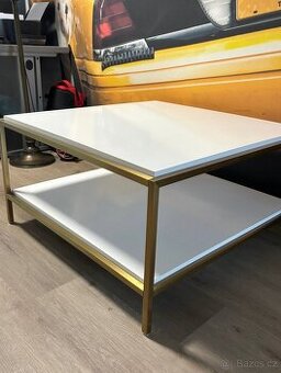 90x90x50 bílý (se zlatou) stolek