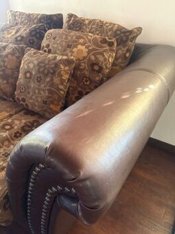 kožená sedačka s textilními sedáky