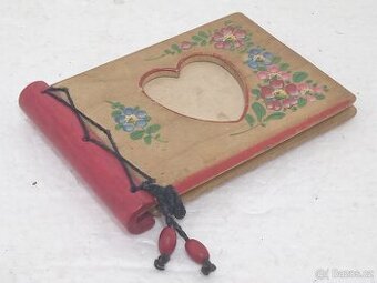 Retro starý dřevěný zápisník 11x7,5cm